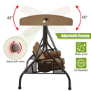 EROMMY 3-Seat Patio Porch Swing with Adjustable Canopy, Brown-Erommy